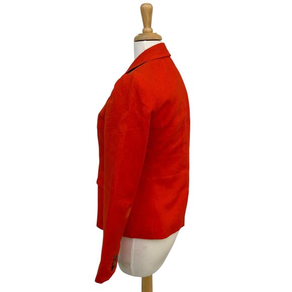 J. Crew Schoolboy Linen Blend Blazer Sz 6 Orange Lined Academia Careerwear - Picture 4 of 16